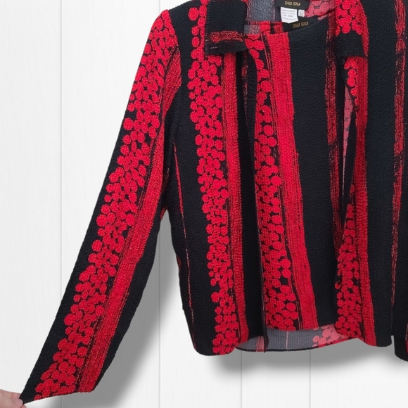 Bala Bala Red & Black Ruched Crinkle Textured Shirt & Jacket Set Size XL - Picture 3 of 11